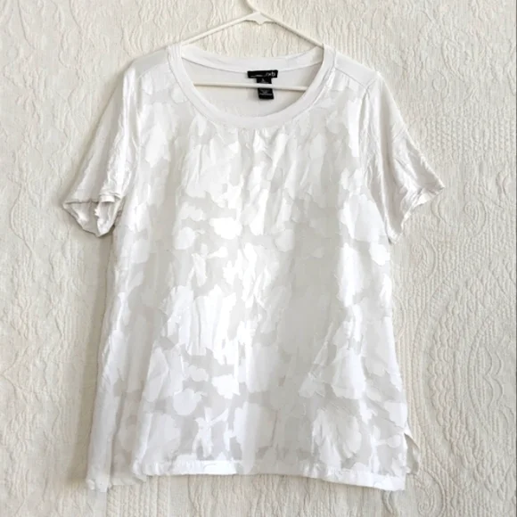 Rxb Sheer White Floral Tshirt Applique Flowers Embroidered Femme Goddess Spring - Picture 1 of 9